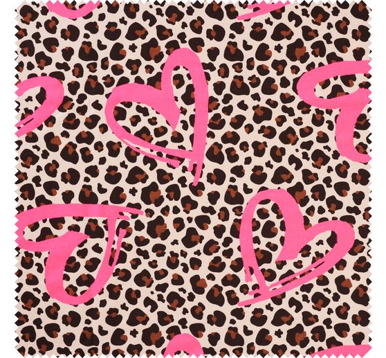 Sweat-Stoff Neon Print "Leopard mit Herz"