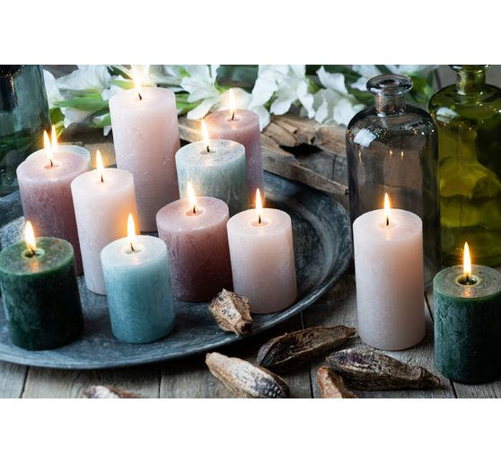 Bougies de l'Avent "Rustic", en dégradé, lot de 4