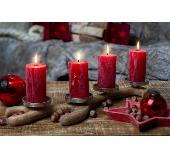 Bougies de l'Avent "Rustic", en dégradé, lot de 4