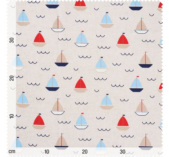 Dekostoff Leinenoptik "Segelboote"