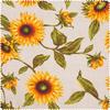 Tissu déco imprimé aspect lin au mètre « Tournesol »