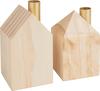 Maisons en bois avec insert pour bougie droite