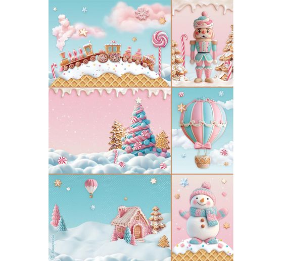 Motiv-Strohseide "Candy Christmas - Cards"