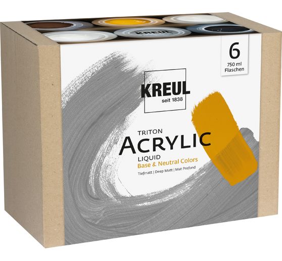 Peinture KREUL Triton Acrylic Liquid set « Base & Neutral Colors »