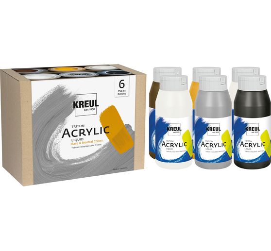 Peinture KREUL Triton Acrylic Liquid set « Base & Neutral Colors »