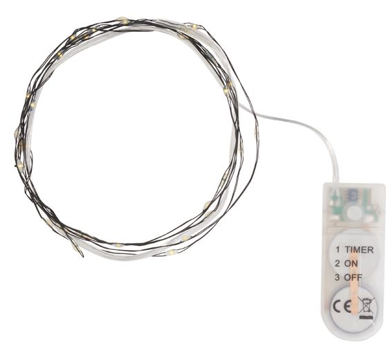 Guirlande lumineuse micro-LED, avec minuterie, câble noir, 30 LED