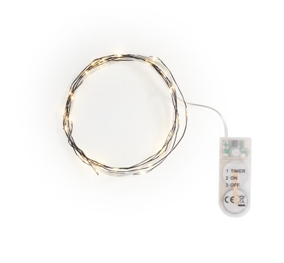 Guirlande lumineuse micro-LED, avec minuterie, câble noir, 30 LED