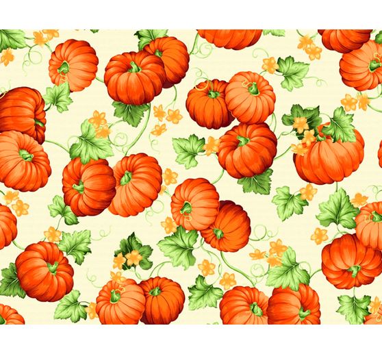 Tissu imprimé aspect lin au mètre « Citrouille »