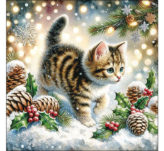 Serviette "Cute Cat In The Snow"