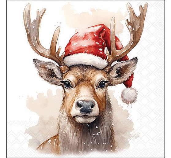 Serviette "Deer With Santa Hat"