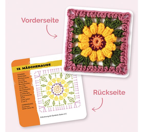 Crochet cards Granny Square "Blumen"