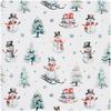 Dekostoff Leinenoptik "Schneemann mit Schlitten"