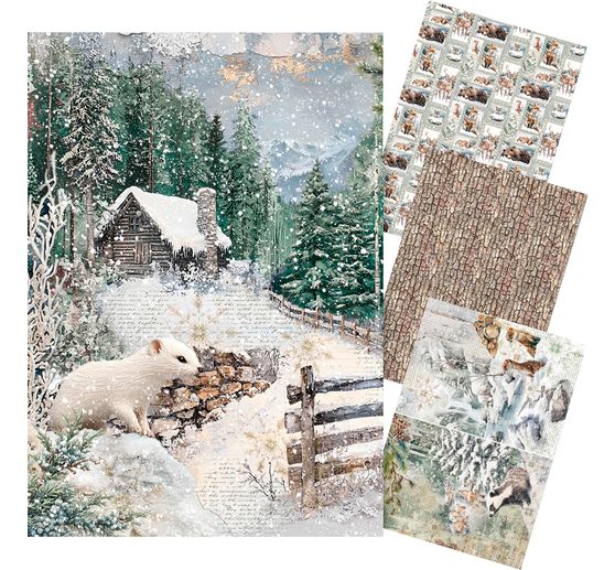 Motiv-Strohseiden Sortiment "Forest Tales", 4er-Set