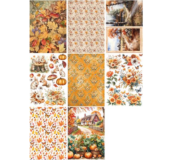 Motif straw silk assortment "Hello autumn", set of 8