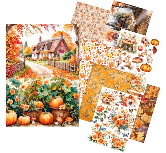 Motif straw silk assortment "Hello autumn", set of 8