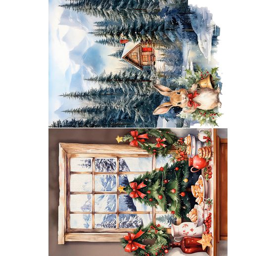 Motiv-Strohseiden Sortiment "Cosy Christmas", 8er-Set