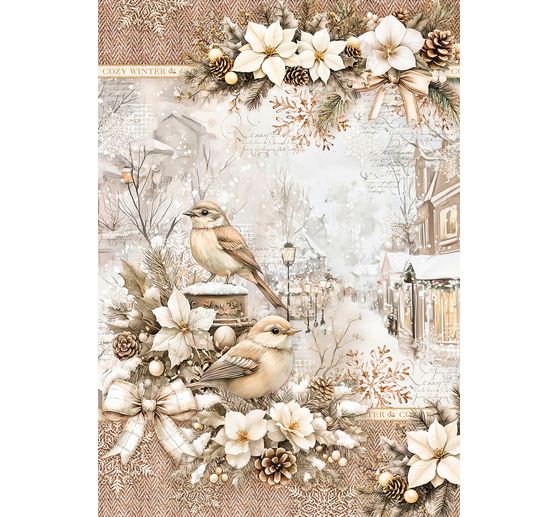 Motiv-Strohseiden Sortiment "Winter Season", 8er-Set