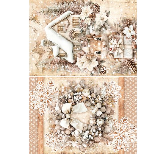 Motiv-Strohseiden Sortiment "Winter Season", 8er-Set
