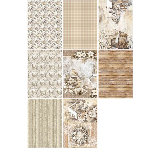 Motiv-Strohseiden Sortiment "Winter Season", 8er-Set