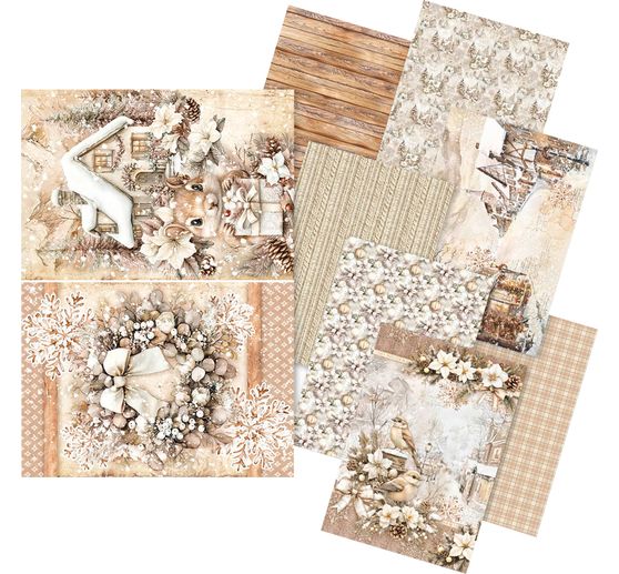 Motiv-Strohseiden Sortiment "Winter Season", 8er-Set