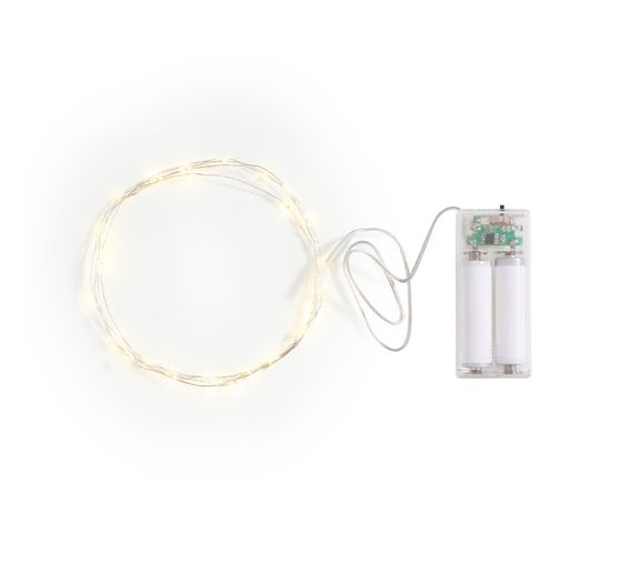 Guirlande lumineuse micro-LED VBS, avec minuterie 6/18 h, câble argenté, 30 LED