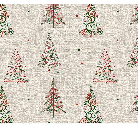 Tissu coton au mètre « Arbres de Noël », enduction acrylique