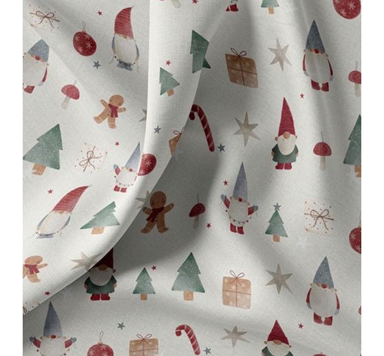 Tissu coton au mètre « Gnome Christmas world »