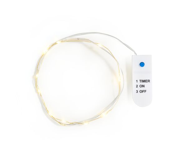 Guirlande lumineuse micro-LED VBS, avec minuterie 6/18 h, câble argenté, 30 LED