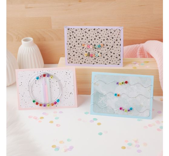 Cartes doubles et enveloppes VBS « Couleurs pastel », A6, 50 pc.