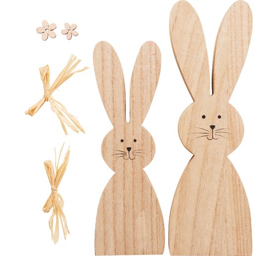 Lapins en bois VBS &laquo; Bonni et Fleurette &raquo;, set de 2