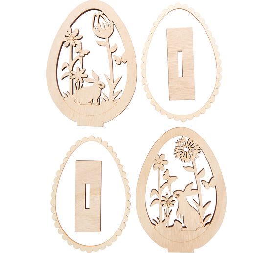 VBS Holz Deko-Ei-Aufsteller "Osterhasen", 2er-Set