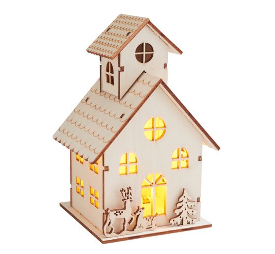 VBS Wooden building kit "House with tower", incl. LED