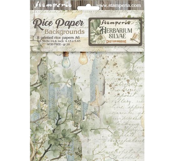 Motif straw silk backgrounds "Herbarium Silvae", set of 8