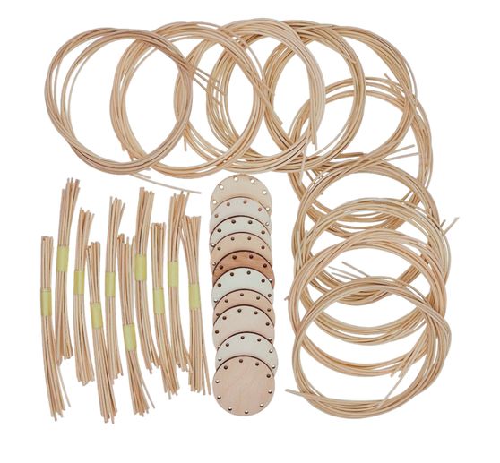 Kit créatif rotin VBS XXL « Mini-panier », 10 pièces