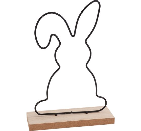 Lapin en m&eacute;tal sur socle en bois VBS