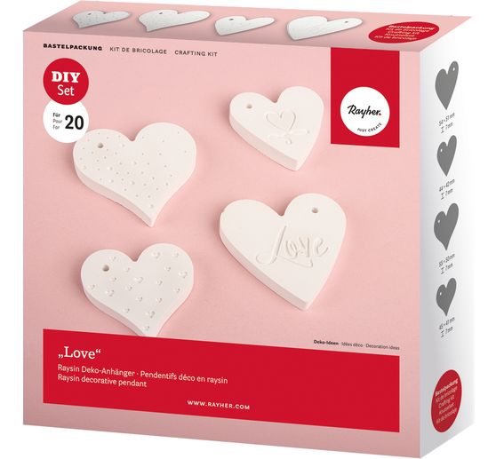 Silicone casting mould set decoration pendant "Love", 4 motifs