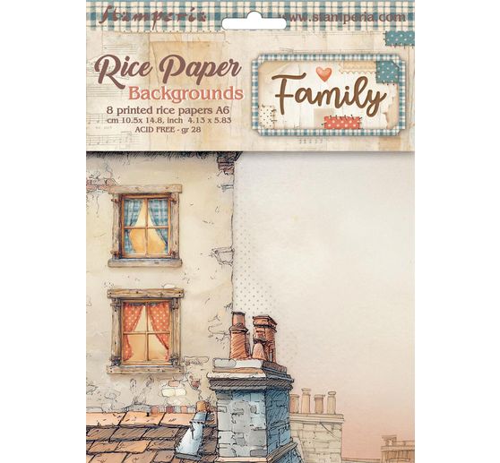 Motiv-Strohseide Backgrounds "Family", 8er-Set