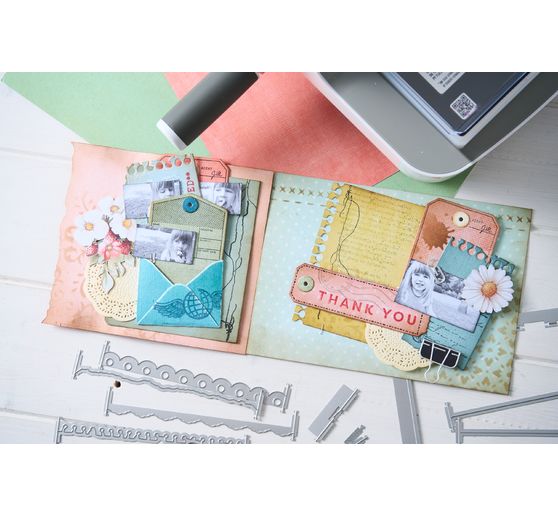 Sizzix Framelits Stanzschablone und Clear Stamps "Tag It by 49 & Market"