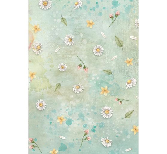Motiv-Strohseide Backgrounds "Daisy Art", 8er-Set