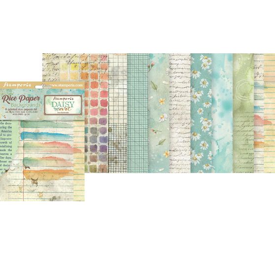 Motiv-Strohseide Backgrounds "Daisy Art", 8er-Set