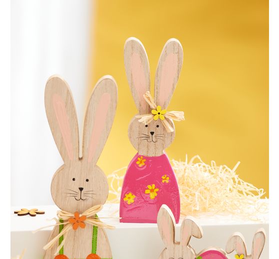 Lapins en bois VBS &laquo; Bonni et Fleurette &raquo;, set de 2