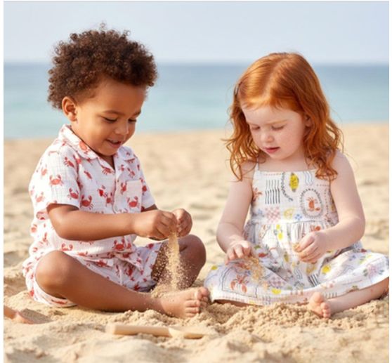 Muslin cotton fabric "Crabs"