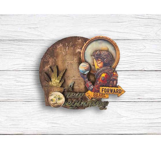 Soie de paille &agrave; motifs backgrounds &laquo; A New Beginning &raquo;, set de 8 pi&egrave;ces