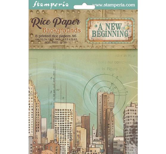 Soie de paille &agrave; motifs backgrounds &laquo; A New Beginning &raquo;, set de 8 pi&egrave;ces