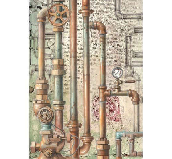 Soie de paille &agrave; motifs backgrounds "Gardens of Time", set de 8 pi&egrave;ces