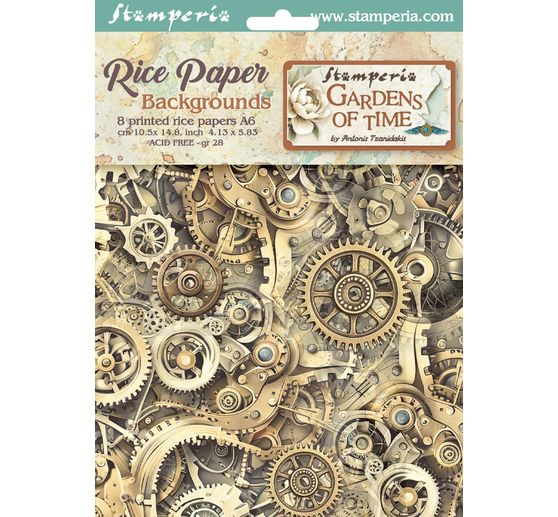 Soie de paille &agrave; motifs backgrounds "Gardens of Time", set de 8 pi&egrave;ces