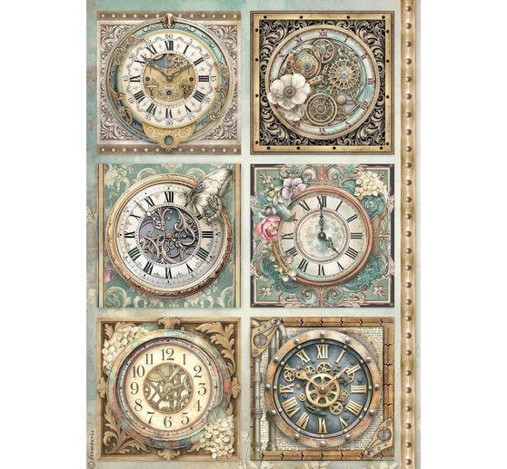 Assortiment de soies de paille &agrave; motifs "Gardens of Time", DIN A4, set de 6 pi&egrave;ces