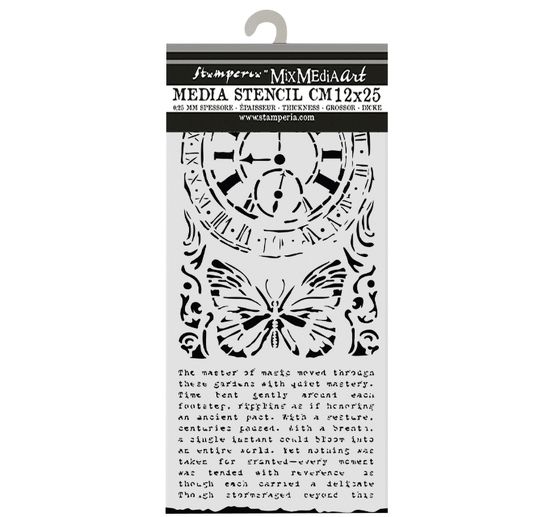 Pochoir &laquo; Gardens of Time - Clock and Butterfly &raquo;