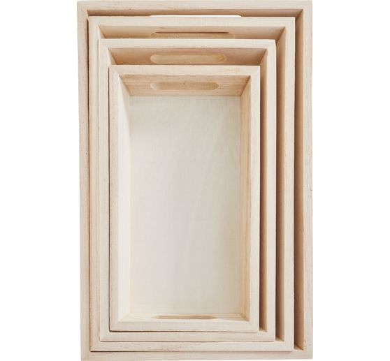 Set de plateaux en bois avec poign&eacute;es VBS