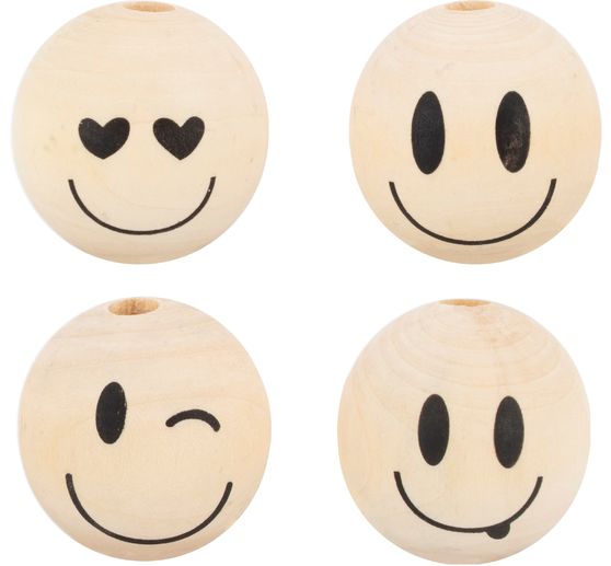 Holzk&ouml;pfe "Smile", &Oslash; 2,5 cm, 8er-Set